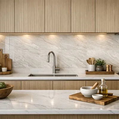 Rodabanca, frontão e backsplash na cozinha: guia profissional para escolher altura, material e acabamento (sem arrependimentos)