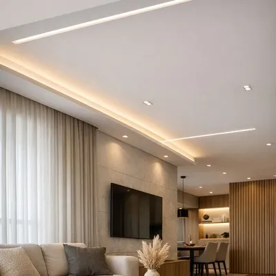 Forro de gesso moderno: como planejar cortineiro, rasgos de luz e manutenção (sem arrependimentos)
