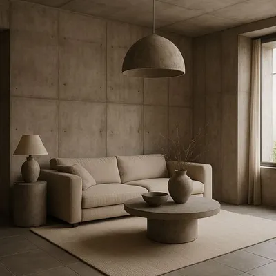 Soft Brutalism em Interiores: Concreto Acolhedor em 2025